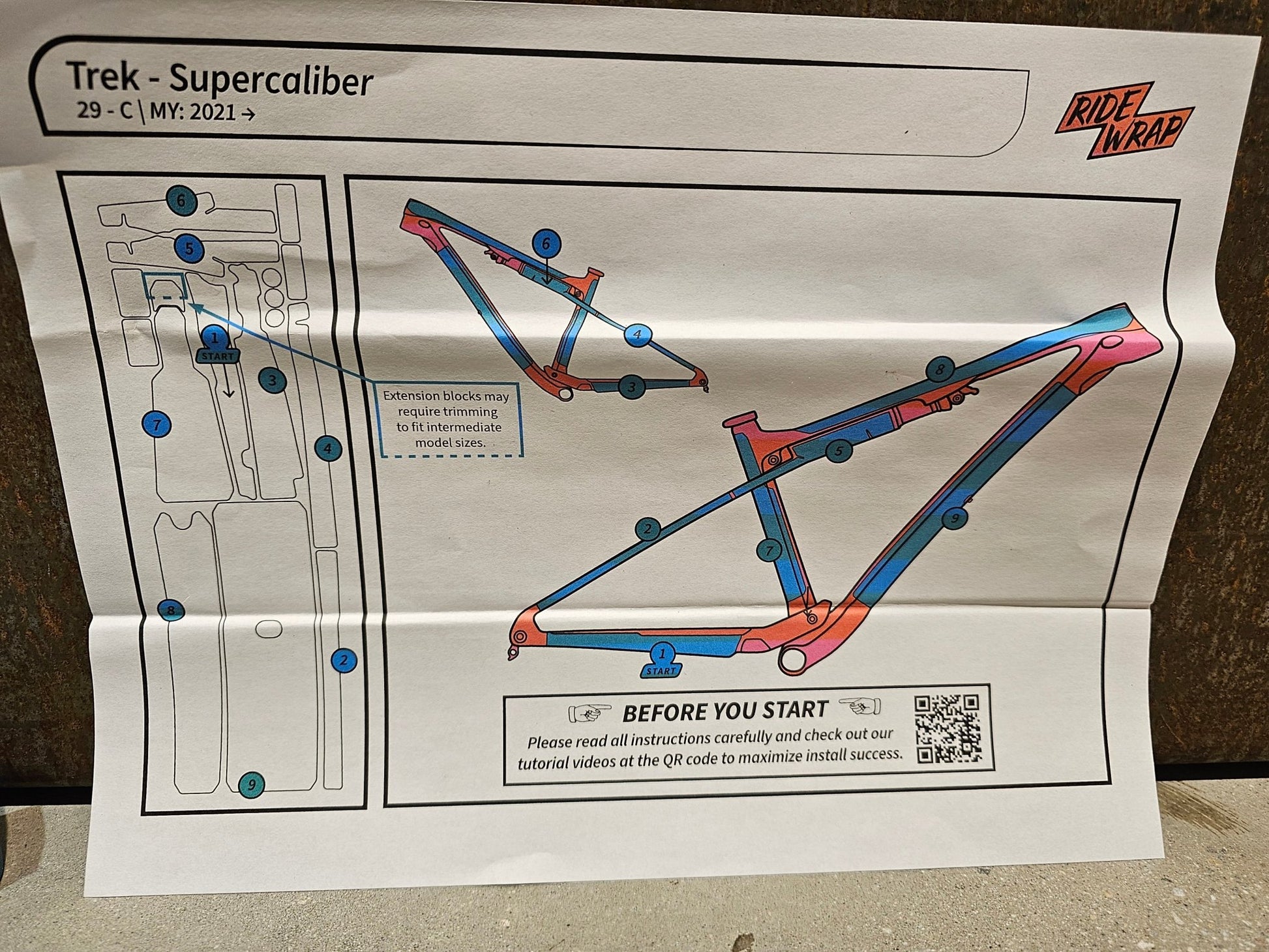 Zubehör von Ride Wrap, RIDE WRAP COVERED+ MATTE SUPERCALIBER 2021 GRÖßE M in variant_title vor USEDBIKES - OB.DE Hintergrund