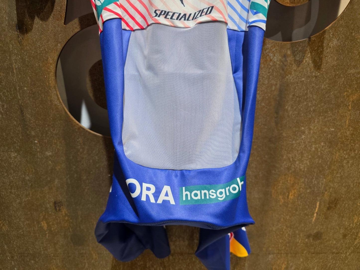 Anzug - BOH von Specialized, SPECIALIZED RED BULL - BORA HANSGROHE AERO SKIN SUIT SS / EINTEILER ROGLIC vor USEDBIKES - OB.DE Hintergrund