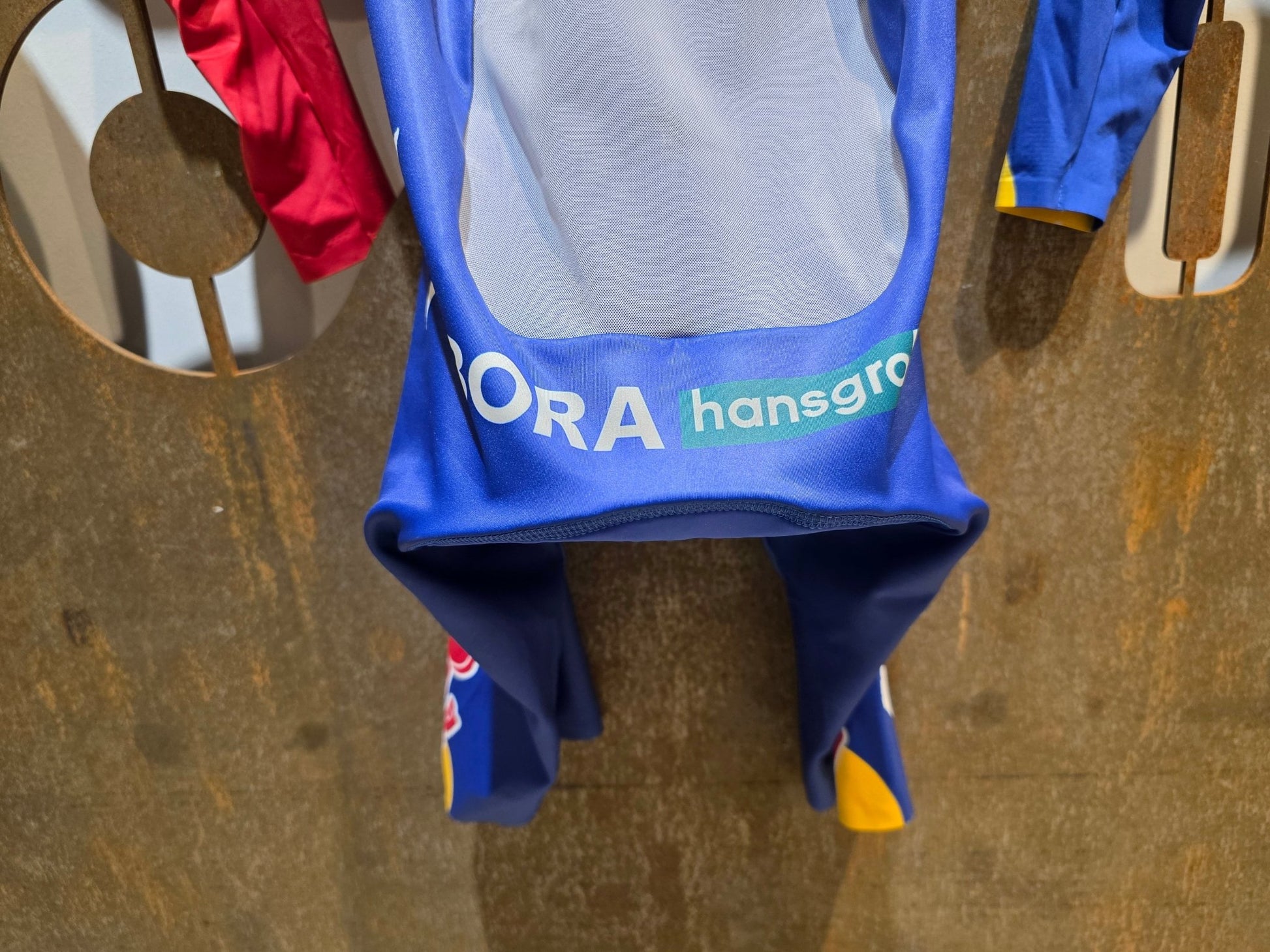 Anzug - BOH von Specialized, SPECIALIZED RED BULL - BORA HANSGROHE AERO SKIN SUIT TDF / LANGARM EINTEILER vor USEDBIKES - OB.DE Hintergrund