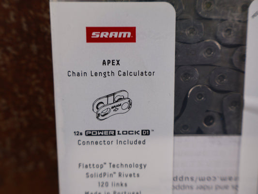 Zubehör von Sram, SRAM APEX KETTE / 12 - FACH / FLATTOP / 120 GLIEDER / INKL. POWERLOCK vor USEDBIKES - OB.DE Hintergrund