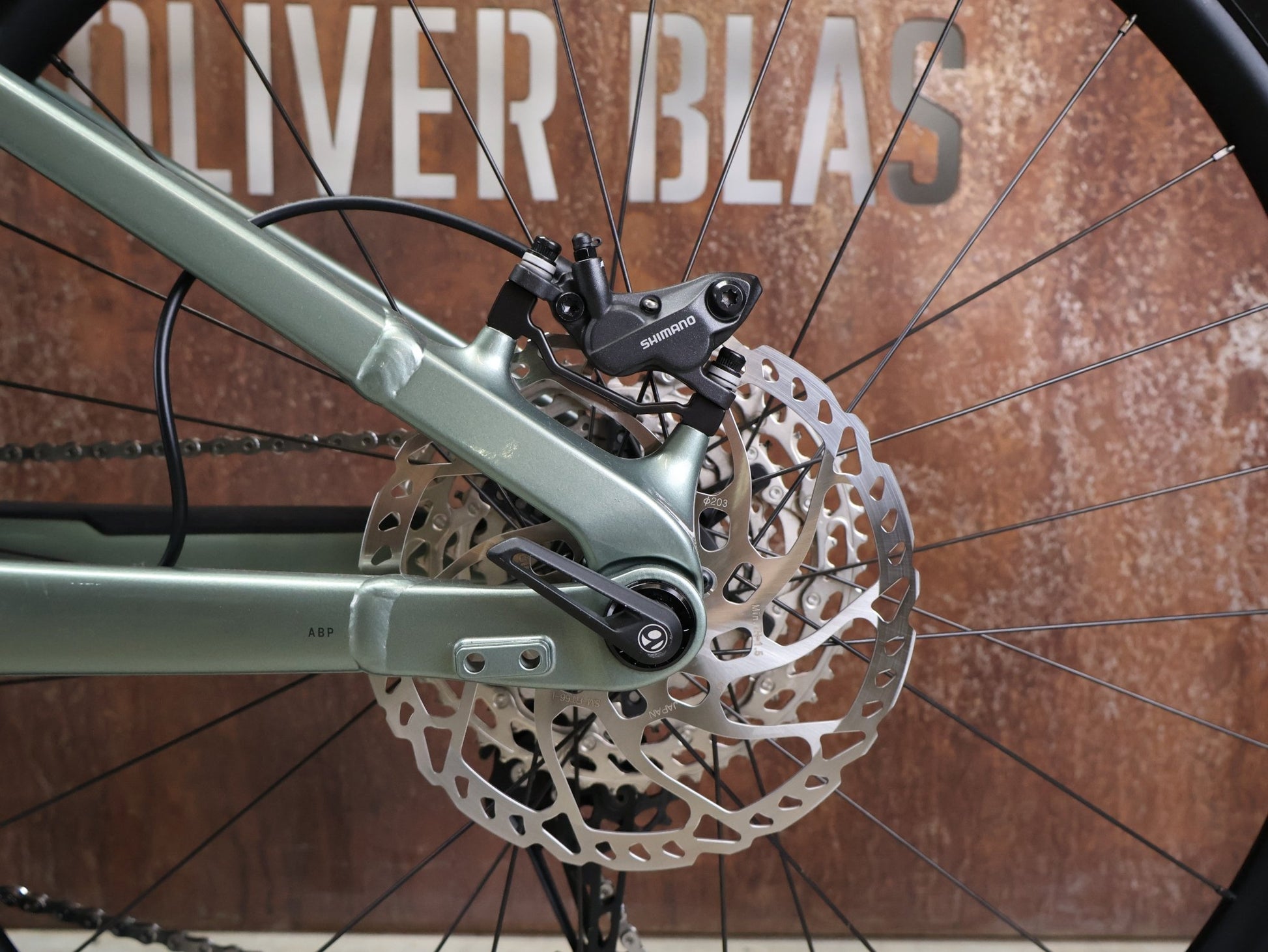 E - Mountainbike von Trek, TREK RAIL 7 DEORE/XT GEN 3 / LICHEN GREEN / L vor USEDBIKES - OB.DE Hintergrund