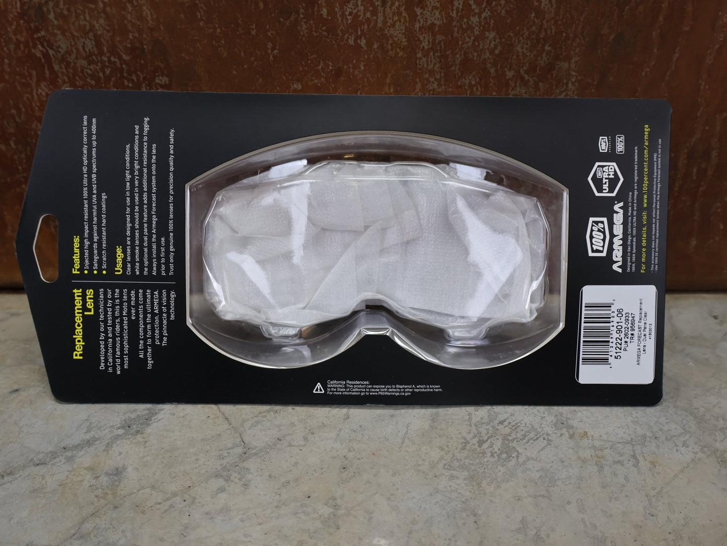 Brillen Zubehör & Ersatzteile von 100%, 100% – ARMEGA FORECAST DUAL PANE REPLACEMENT LENS / CLEAR / MX & MTB BRILLE vor USEDBIKES - OB.DE Hintergrund