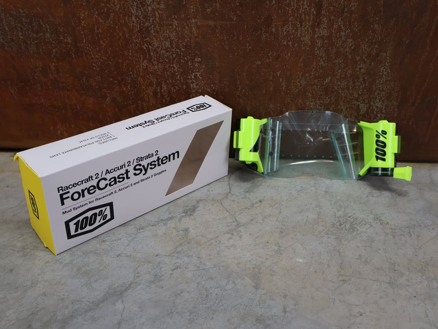 Brillen Zubehör & Ersatzteile von 100%, 100% – FORECAST ROLL - OFF KIT / SCHWARZ - NEON GELB / RACECRAFT 2 / ACCURI 2 / STRATA 2 vor USEDBIKES - OB.DE Hintergrund