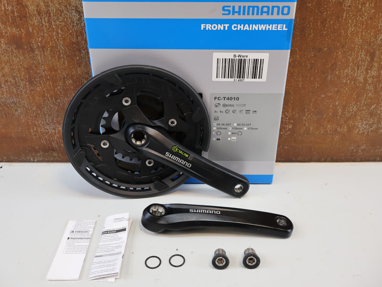 SHIMANO ALIVIO KURBEL FC-T4010 / 3X9-FACH / OCTALINK / 48-36-26Z / 170 MM