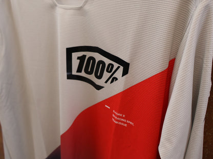 100% R-CORE-X LS JERSEY / GREY-RACER RED / DOWNHILL & ENDURO / M