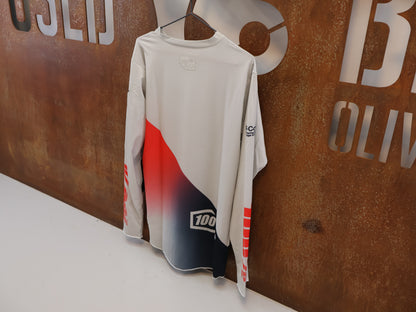 100% R-CORE-X LS JERSEY / GREY-RACER RED / DOWNHILL & ENDURO / M