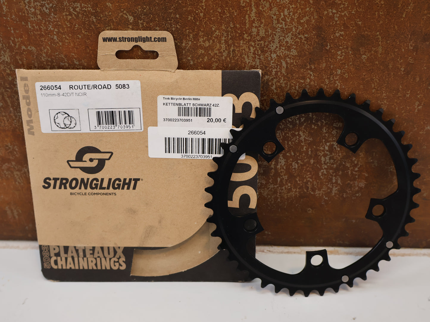 STRONGLIGHT KETTENBLATT RENNRAD / 5-ARM 110 MM LOCHKREIS / 42 ZÄHNE SCHWARZ