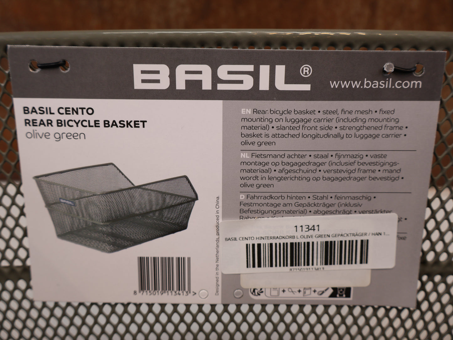 BASIL CENTO HINTERRADKORB L OLIVE GREEN GEPÄCKTRÄGER / HAN 11341