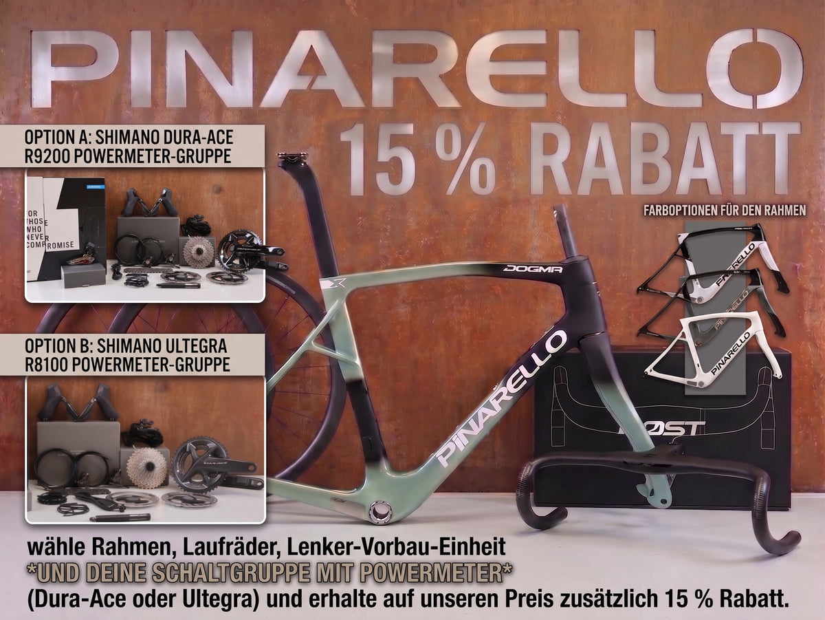 Fremset Pinarello DogmaX , Bundle mit Most Talon Ultra Light Lenker und Most Ultra Fast Laufrädern optional Schaltgruppe Shimano Dura Ace 9200 Powermeter oder Shimano Ultegra 8100 Powermeter Schaltgruppe