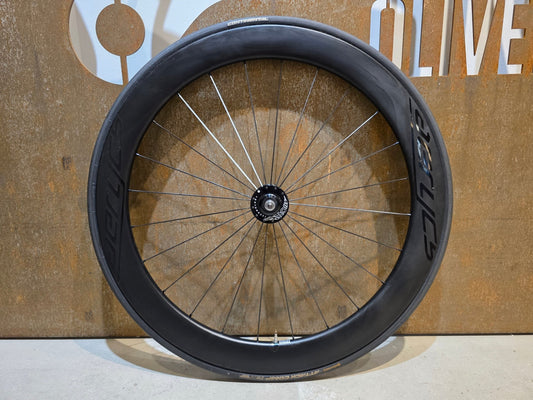 Laufrad/Laufradsatz von Aerycs, AERYCS CARBON AERO BAHN - / FIXIE VORDERRAD MICHE PRIMATO vor USEDBIKES - OB.DE Hintergrund