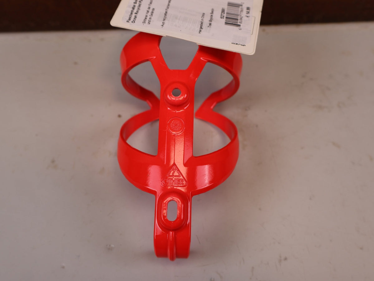 Trinkflaschen und Halter von Bontrager, BONTRAGER ELITE RECYCLED FLASCHENHALTER RADIOACTIVE CORAL vor USEDBIKES-OB.DE Hintergrund