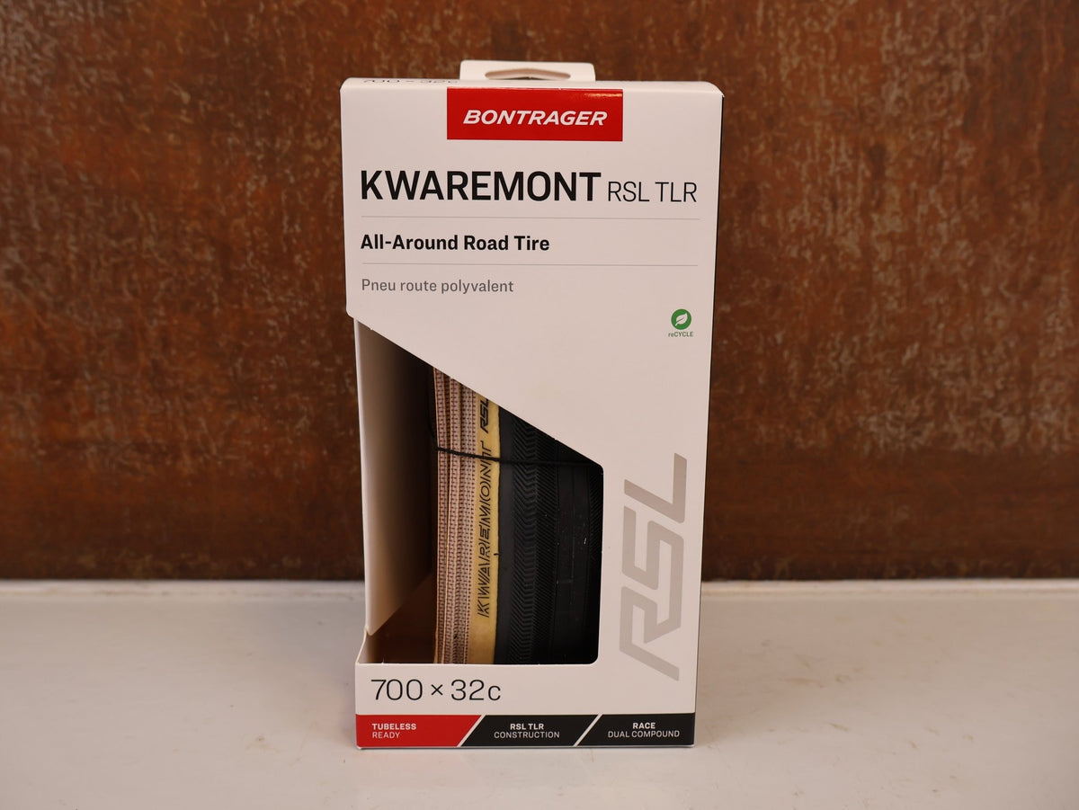 Reifen von Bontrager, BONTRAGER KWAREMONT RSL TLR RENNRADREIFEN 700X32C / 5327209 vor USEDBIKES-OB.DE Hintergrund