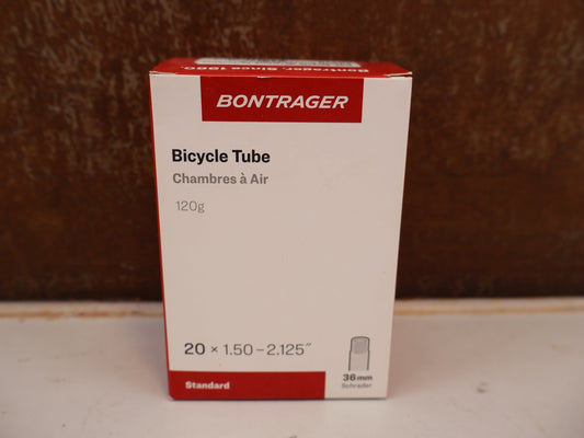 Reifen von Bontrager, BONTRAGER SCHLAUCH 20 ZOLL SCHRADER AV VENTIL 36MM / HAN 64779 vor USEDBIKES-OB.DE Hintergrund