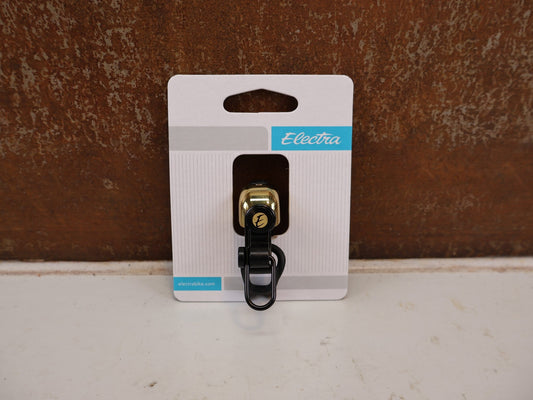 Sonstiges von Electra, ELECTRA PINGER FAHRRADKLINGEL GOLD MESSING POLIERT 90 DB vor USEDBIKES-OB.DE Hintergrund