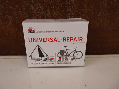 Pflege & Wartung von Rema, REMA TIP TOP UNIVERSAL REPARATURSET FLICKBOX PU PVC vor USEDBIKES-OB.DE Hintergrund