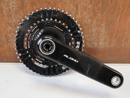 Powermeter von Rotor, ROTOR INSPIDER ALDHU CARBON POWERMETER KURBEL 172.5MM 50/34T ANT+ & BLUETOOTH vor USEDBIKES-OB.DE Hintergrund