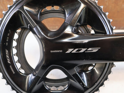 Kurbel von Shimano, SHIMANO 105 FC R7100 KURBELGARNITUR 2X12 50-34Z 175MM SCHWARZ ROAD vor USEDBIKES-OB.DE Hintergrund