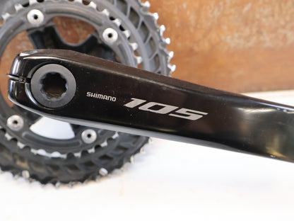 Kurbel von Shimano, SHIMANO 105 FC R7100 KURBELGARNITUR 2X12 50-34Z 175MM SCHWARZ ROAD vor USEDBIKES-OB.DE Hintergrund