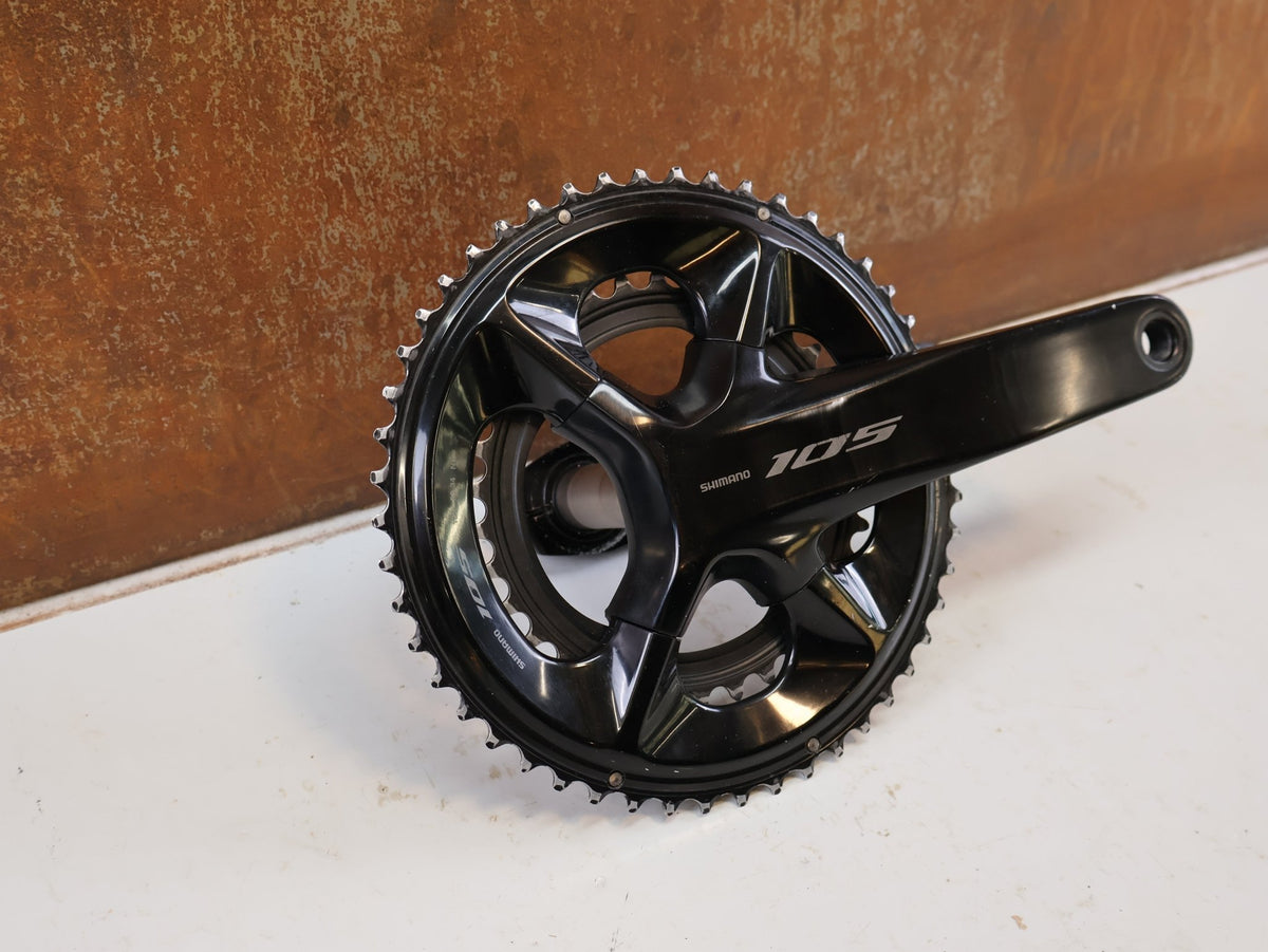 Kurbel von Shimano, SHIMANO 105 FC R7100 KURBELGARNITUR 2X12 50-34Z 175MM SCHWARZ ROAD vor USEDBIKES-OB.DE Hintergrund