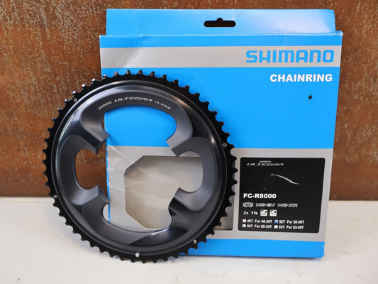 Kettenblatt von Shimano, SHIMANO ULTEGRA FC R8000 KETTENBLATT 52 ZAEHNE MT 110MM vor USEDBIKES-OB.DE Hintergrund