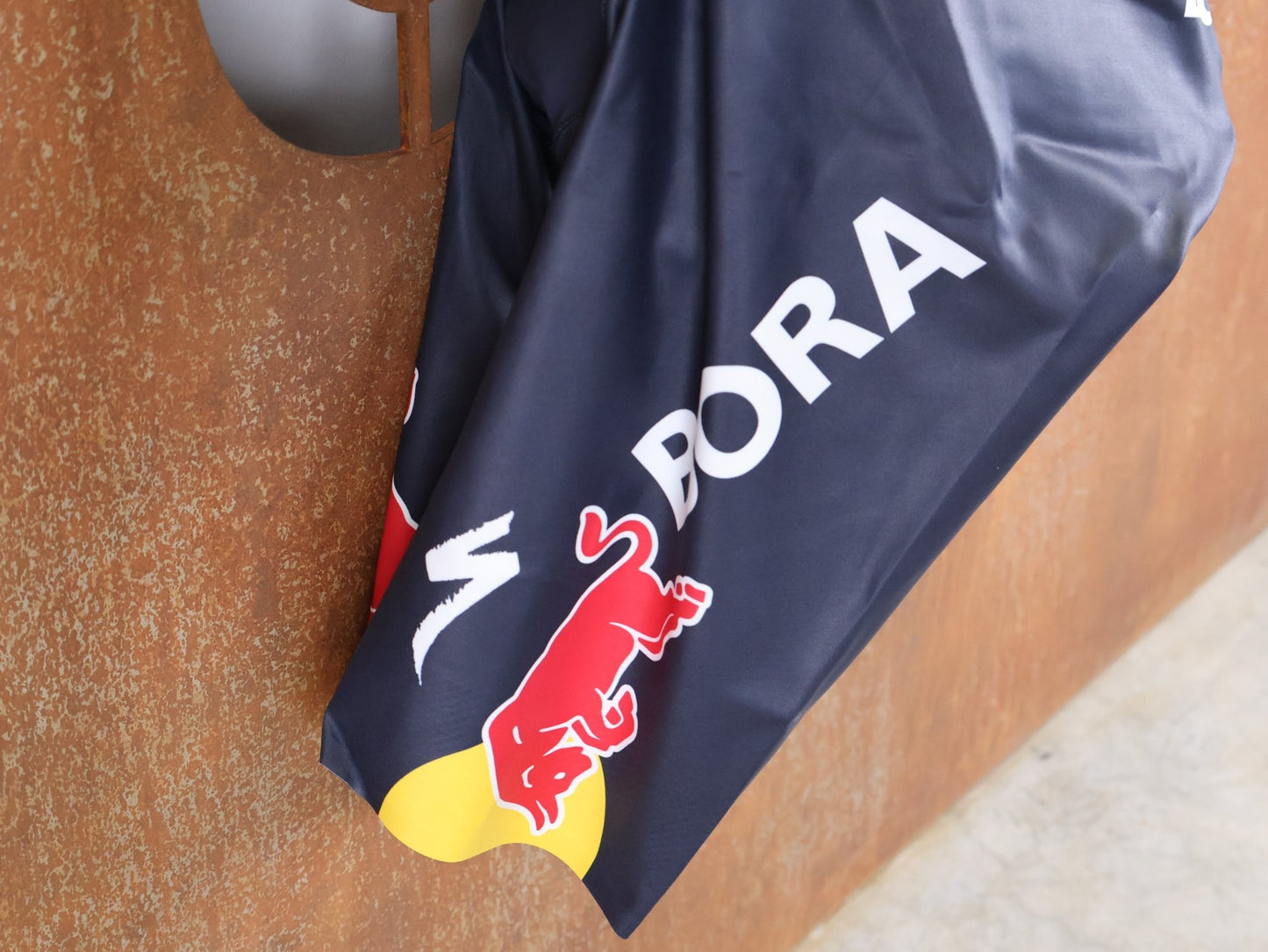 Anzug - BOH von Specialized, SPECIALIZED RED BULL - BORA HANSGROHE AERO SKIN SUIT SS / IRISH CHAMPION vor USEDBIKES - OB.DE Hintergrund