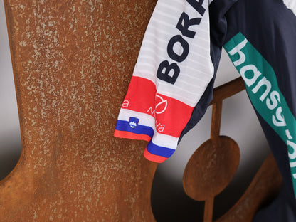 Anzug - BOH von Specialized, SPECIALIZED RED BULL - BORA HANSGROHE AERO SKIN SUIT SS ROGLIČ / KURZARM EINTEILER vor USEDBIKES - OB.DE Hintergrund