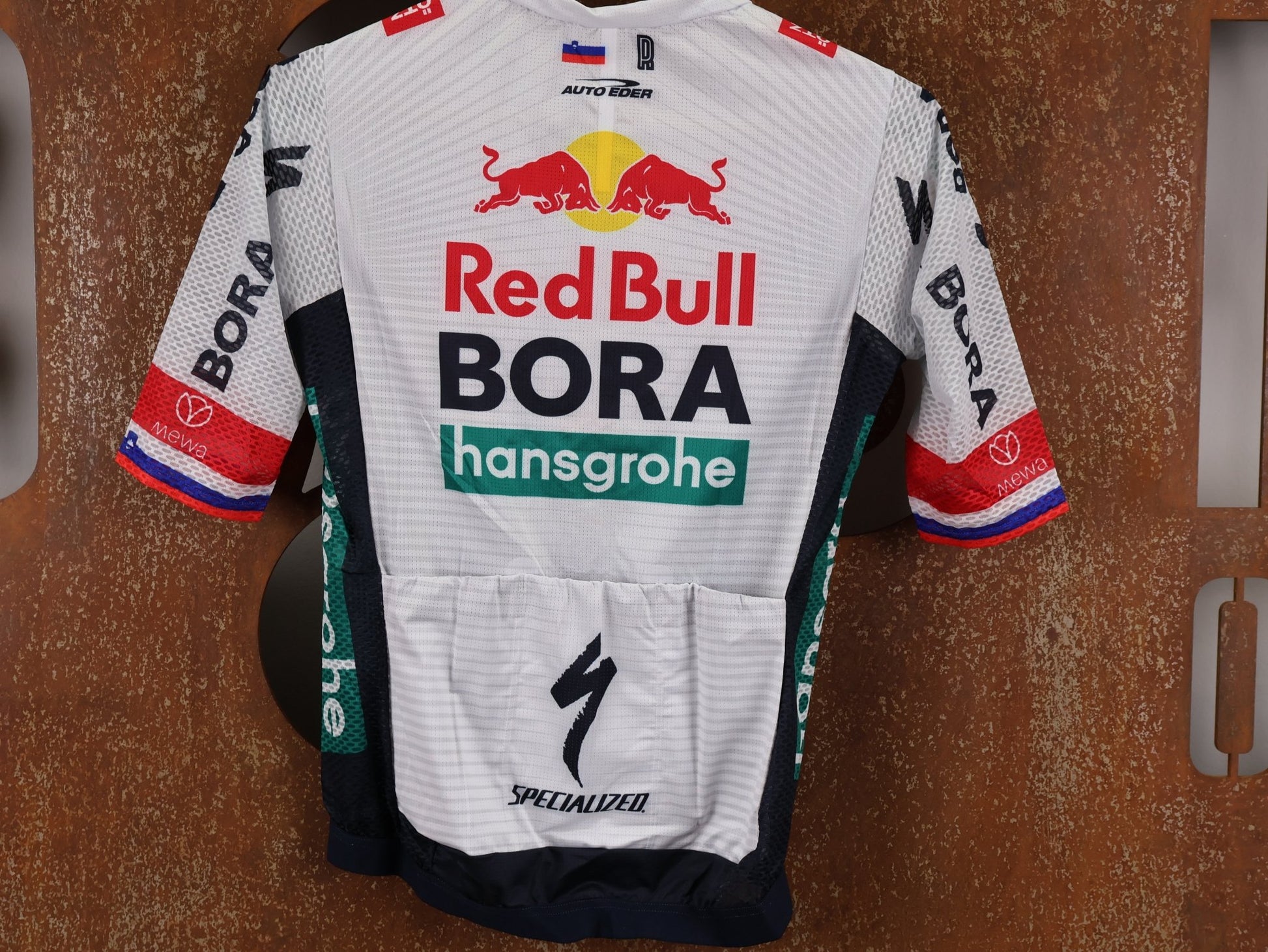 Kurzarm Trikot - BOH von Specialized, SPECIALIZED RED BULL - BORA HANSGROHE LIGHTWEIGHT JERSEY SS ROGLIČ / KURZARM TRIKOT vor USEDBIKES - OB.DE Hintergrund