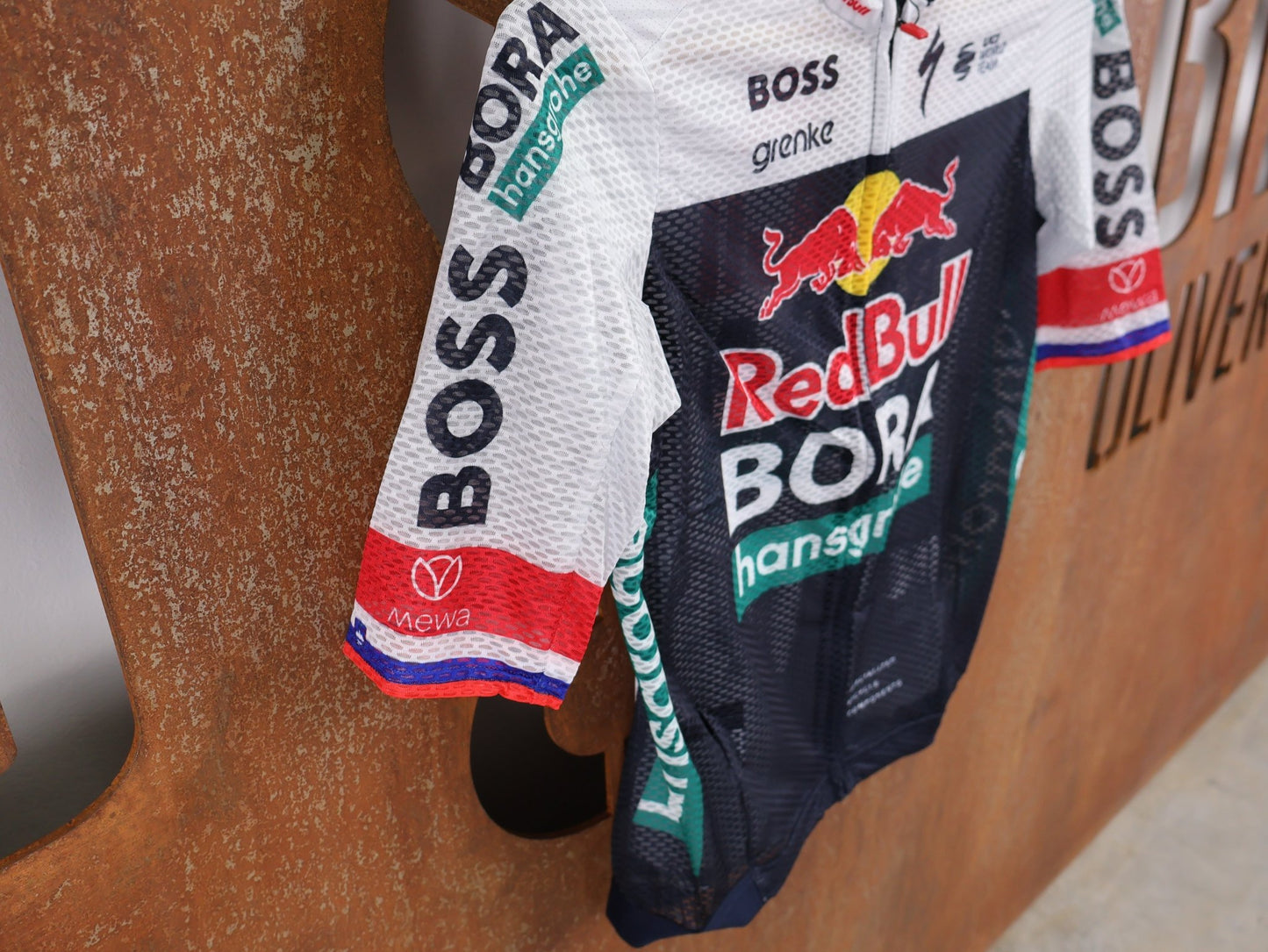 Kurzarm Trikot - BOH von Specialized, SPECIALIZED RED BULL - BORA HANSGROHE LIGHTWEIGHT JERSEY SS ROGLIČ / KURZARM TRIKOT vor USEDBIKES - OB.DE Hintergrund
