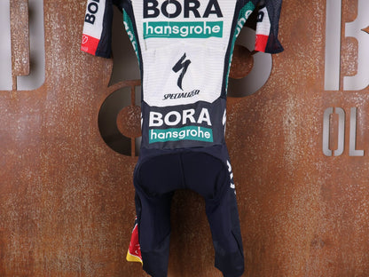 Anzug - BOH von Specialized, SPECIALIZED RED BULL - BORA HANSGROHE LIGHTWEIGHT SKIN SUIT SS / EINTEILER KURZ vor USEDBIKES - OB.DE Hintergrund