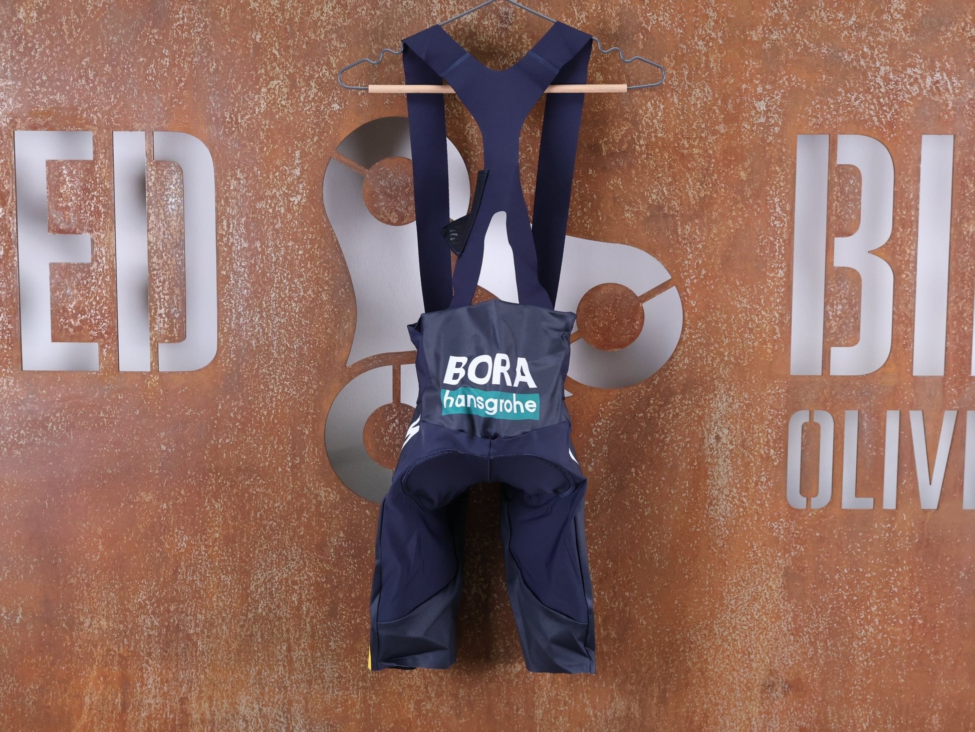 Hosen - BOH von Specialized, SPECIALIZED RED BULL - BORA HANSGROHE RACE BIB SHORT LEADER / KURZE TRÄGERHOSE vor USEDBIKES - OB.DE Hintergrund