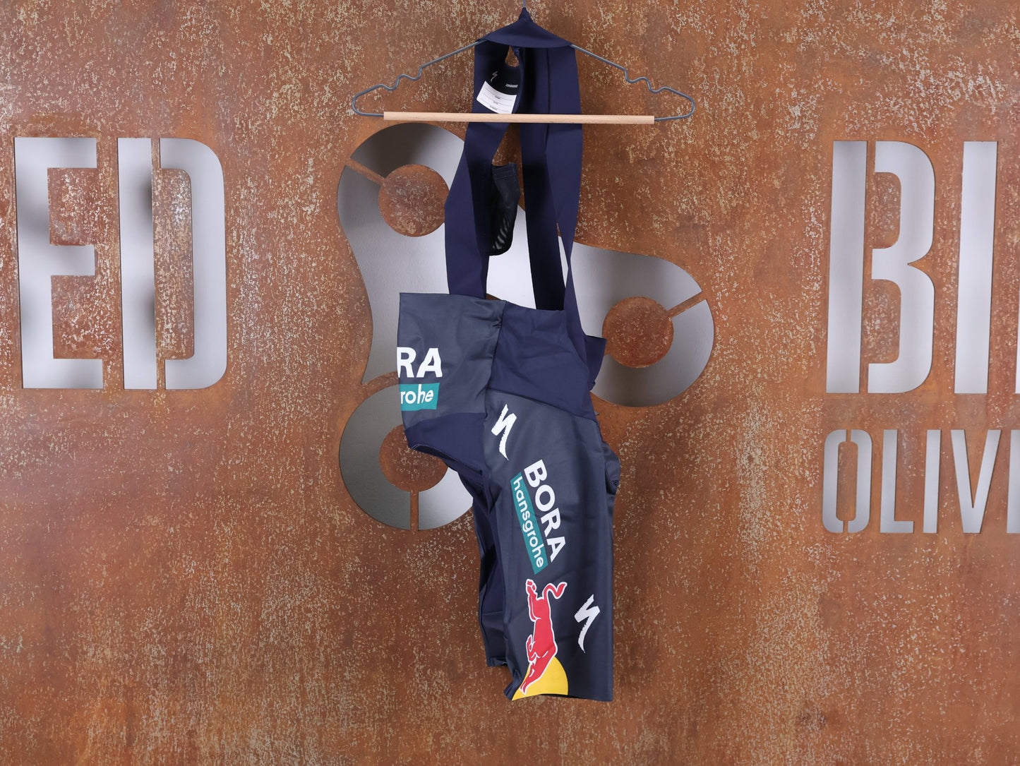 Hosen - BOH von Specialized, SPECIALIZED RED BULL - BORA HANSGROHE RACE BIB SHORT LEADER / KURZE TRÄGERHOSE vor USEDBIKES - OB.DE Hintergrund