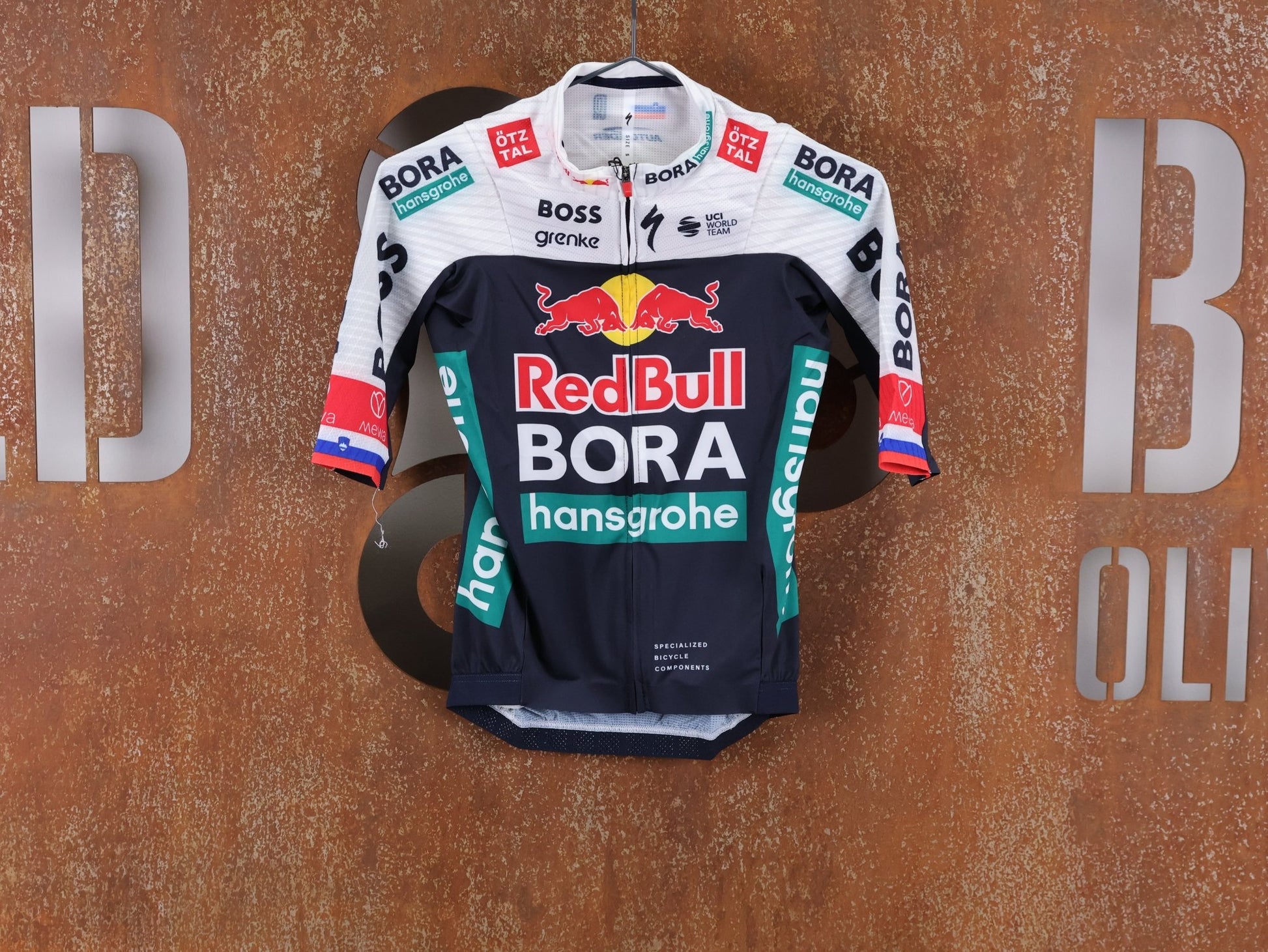 Kurzarm Trikot - BOH von Specialized, SPECIALIZED RED BULL - BORA HANSGROHE RACE JERSEY SS ROGLIČ / KURZARM TRIKOT vor USEDBIKES - OB.DE Hintergrund