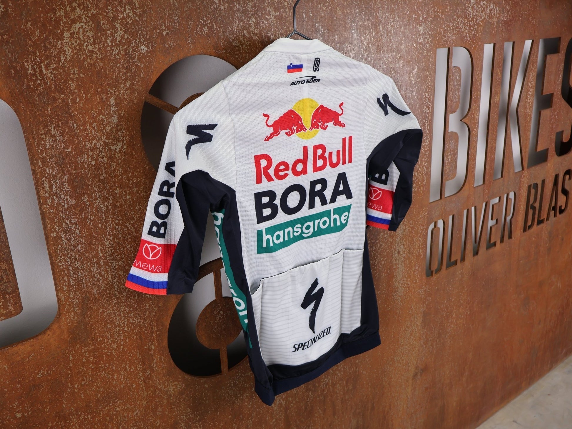 Kurzarm Trikot - BOH von Specialized, SPECIALIZED RED BULL - BORA HANSGROHE RACE JERSEY SS ROGLIČ / KURZARM TRIKOT vor USEDBIKES - OB.DE Hintergrund
