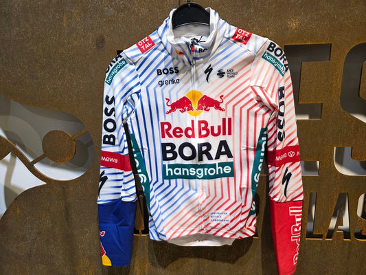 Langarm Trikot - BOH von Specialized, SPECIALIZED RED BULL - BORA HANSGROHE THERMAL JERSEY LS TDF / LANGARM TRIKOT vor USEDBIKES - OB.DE Hintergrund