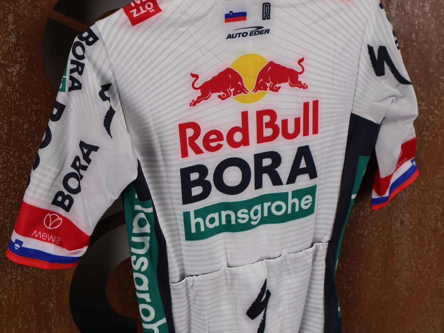 Langarm Trikot - BOH von Specialized, SPECIALIZED RED BULL - BORA HANSGROHE THERMAL JERSEY SS ROGLIČ / KURZARM TRIKOT vor USEDBIKES - OB.DE Hintergrund