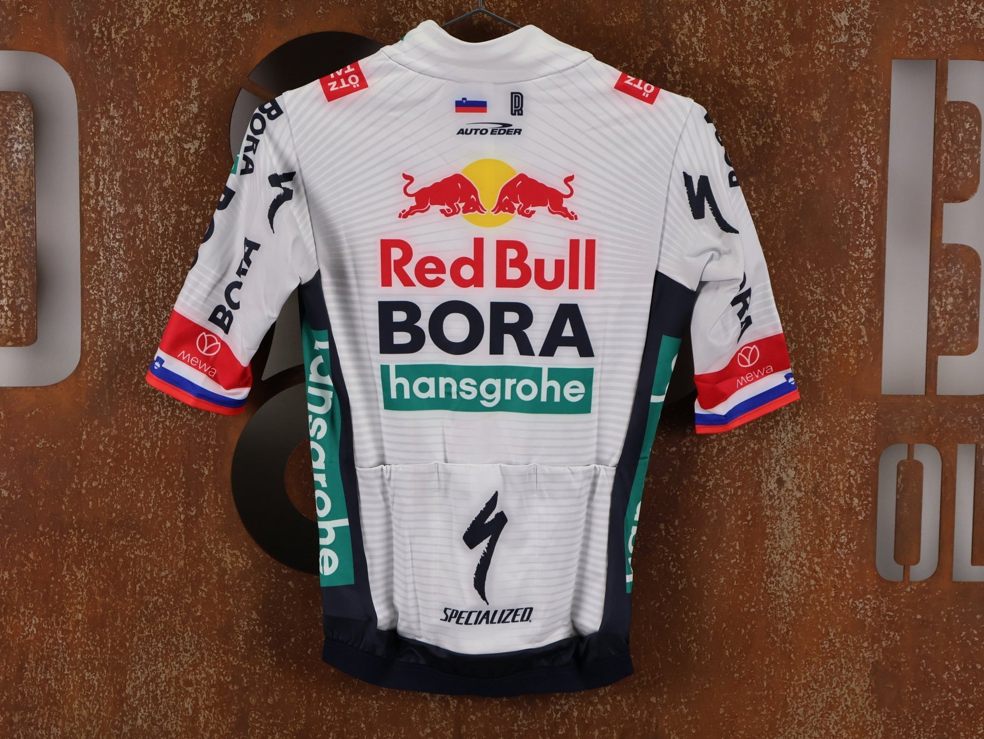 Langarm Trikot - BOH von Specialized, SPECIALIZED RED BULL - BORA HANSGROHE THERMAL JERSEY SS ROGLIČ / KURZARM TRIKOT vor USEDBIKES - OB.DE Hintergrund