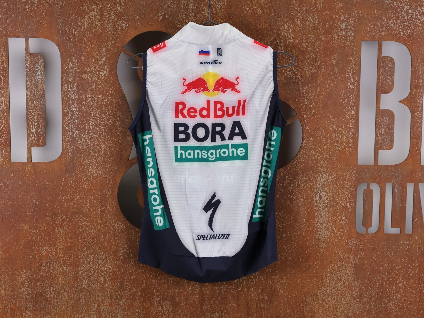 Westen - BOH von Specialized, SPECIALIZED RED BULL - BORA HANSGROHE WIND VEST ROGLIČ / WESTE vor USEDBIKES - OB.DE Hintergrund
