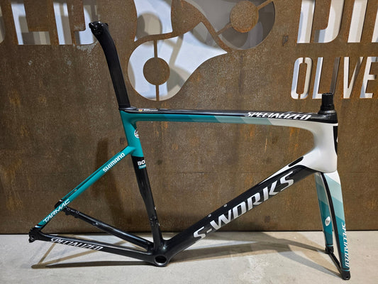 Rennradrahmen von Specialized, SPECIALIZED SWORKS TARMAC DISC RAHMENSET BORA HANSGROHE / 58CM vor USEDBIKES - OB.DE Hintergrund