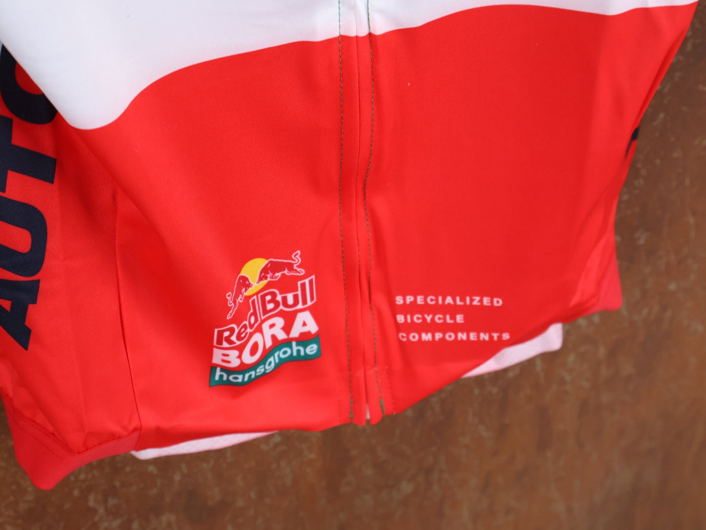 Kurzarm Trikot - BOH von Specialized, SPECIALIZED TGA ROOKIES OF RED BULL - BORA HANSGROHE RACE JERSEY SS / ITALIAN CHAMPION vor USEDBIKES - OB.DE Hintergrund