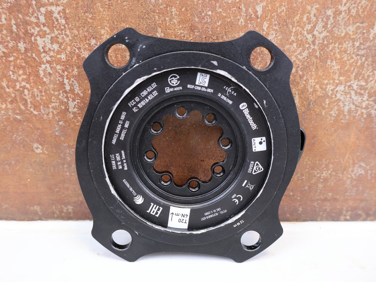 Powermeter von Sram, SRAM AXS Powermeter Spider 107 BCD 8-Bolt D1 vor USEDBIKES-OB.DE Hintergrund