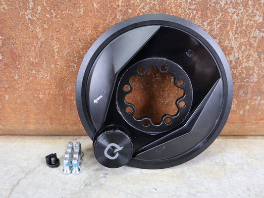 Powermeter von Sram, SRAM QUARQ POWER METER SPIDER AXS – XX / XX SL – 8 - LOCH – TRANSMISSION vor USEDBIKES - OB.DE Hintergrund