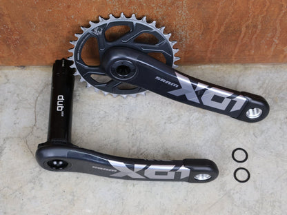 Schaltungsteile von Sram, SRAM X01 EAGLE DUB WIDE KURBELGARNITUR 32T 170 MM – CARBON / 12 - FACH MTB vor USEDBIKES - OB.DE Hintergrund