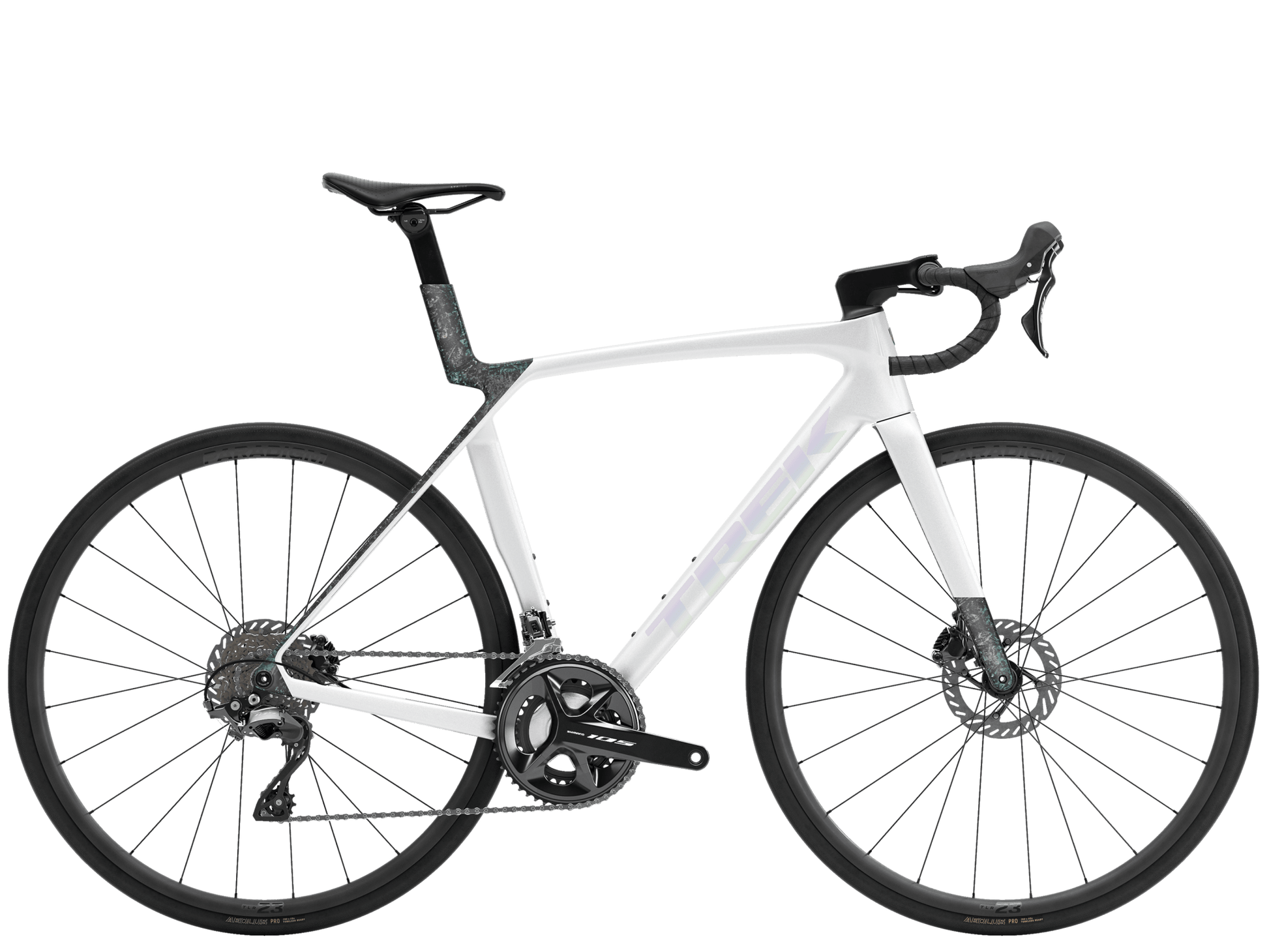 Rennrad von Trek, TREK MADONE SL 5 GEN 8 / GLOSS CRYSTAL WHITE / MATTE DEEP SMOKE / S vor USEDBIKES - OB.DE Hintergrund