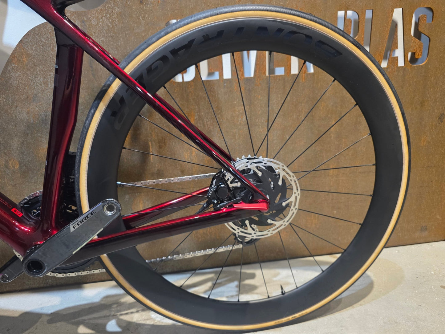 Rennrad von Trek, TREK MADONE SLR 7 AXS MY 2026 / CARBON RED SMOKE / M vor USEDBIKES - OB.DE Hintergrund
