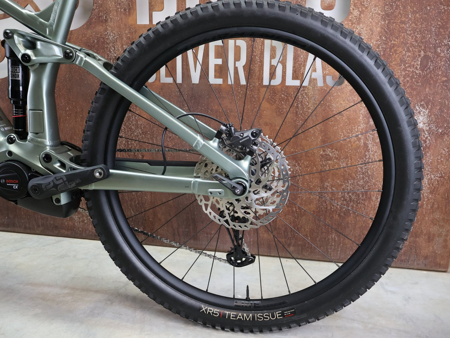 E - Mountainbike von Trek, TREK RAIL 7 DEORE/XT GEN 3 / LICHEN GREEN / L vor USEDBIKES - OB.DE Hintergrund