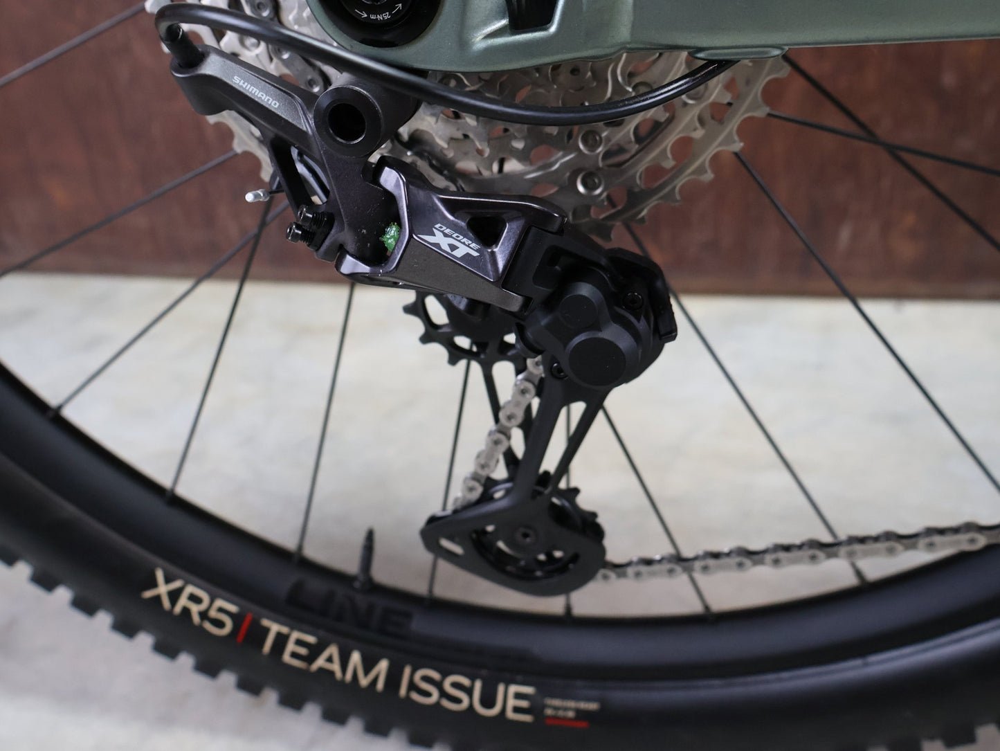 E - Mountainbike von Trek, TREK RAIL 7 DEORE/XT GEN 3 / LICHEN GREEN / L vor USEDBIKES - OB.DE Hintergrund