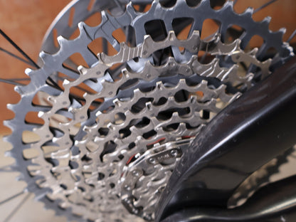 E - Mountainbike von Trek, TREK RAIL+ 9.8 GX AXS T - TYPE GEN 5 / PENNYFLAKE / L vor USEDBIKES - OB.DE Hintergrund