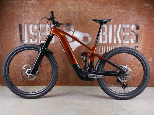 E - Mountainbike von Trek, TREK RAIL+ 9.8 GX AXS T - TYPE GEN 5 / PENNYFLAKE / M vor USEDBIKES - OB.DE Hintergrund