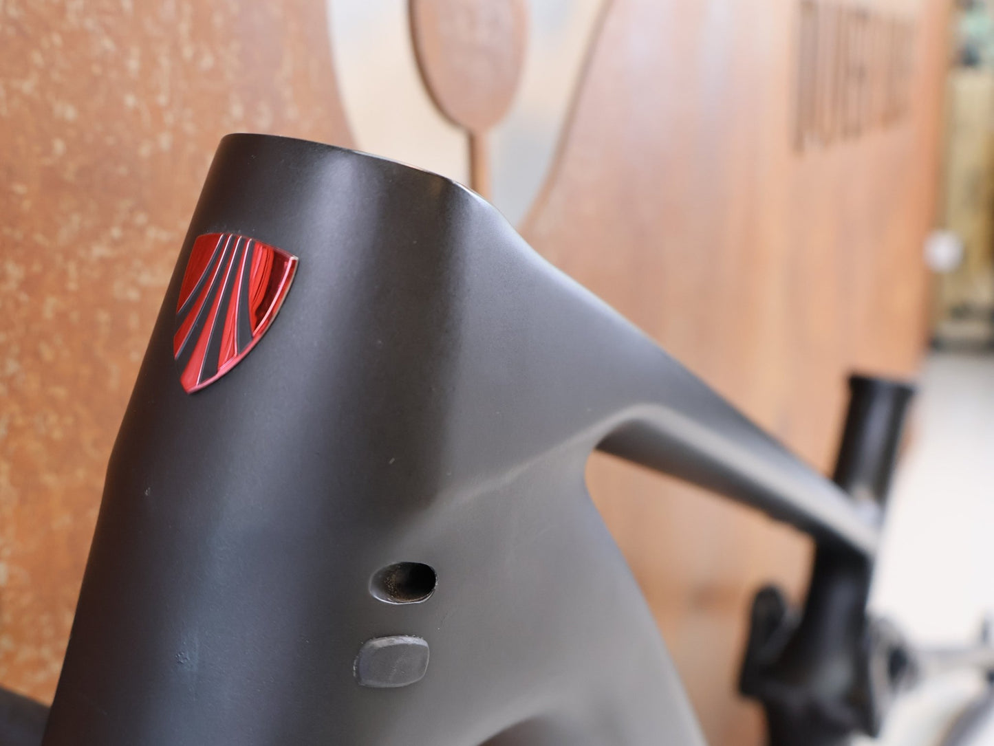 Mountainbikerahmen von Trek, TREK TOP FUEL CARBON RAHMEN / GRÖßE M / FACTORY RACING TEAM / BASTLERWARE vor USEDBIKES-OB.DE Hintergrund