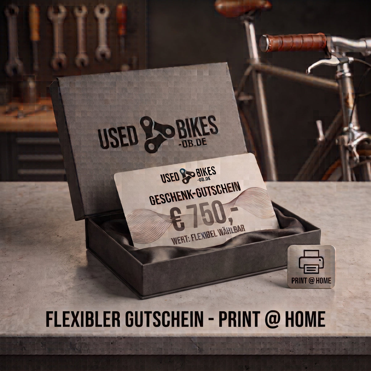 Gutschein von Used Bikes Oliver Blas GmbH, USEDBIKES-OB.DE - Geschenkgutschein vor USEDBIKES-OB.DE Hintergrund